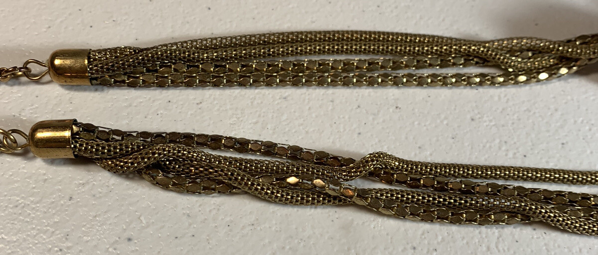 VTG 17” GOLD MESH CHAIN NECKLACE GOLD KNOTS PARTY EVERYDAY COSTUMES