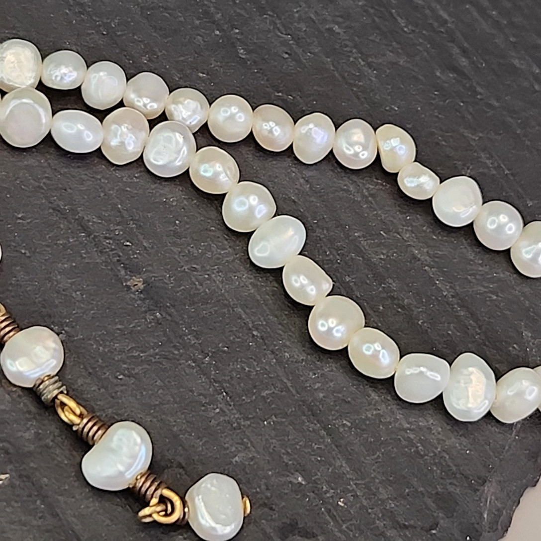 Vintage Freshwater Pearl Necklace White Double Layered Nine West 18″