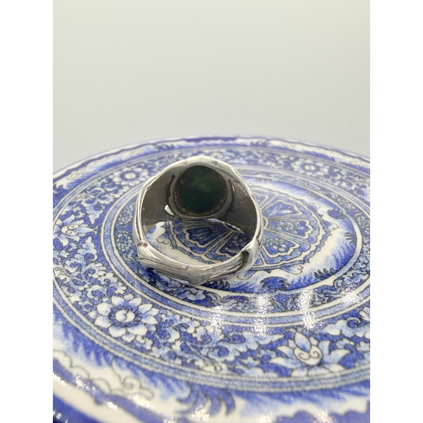 Vintage Bloodstone Intaglio Ring Classical Warrior Size 6.5