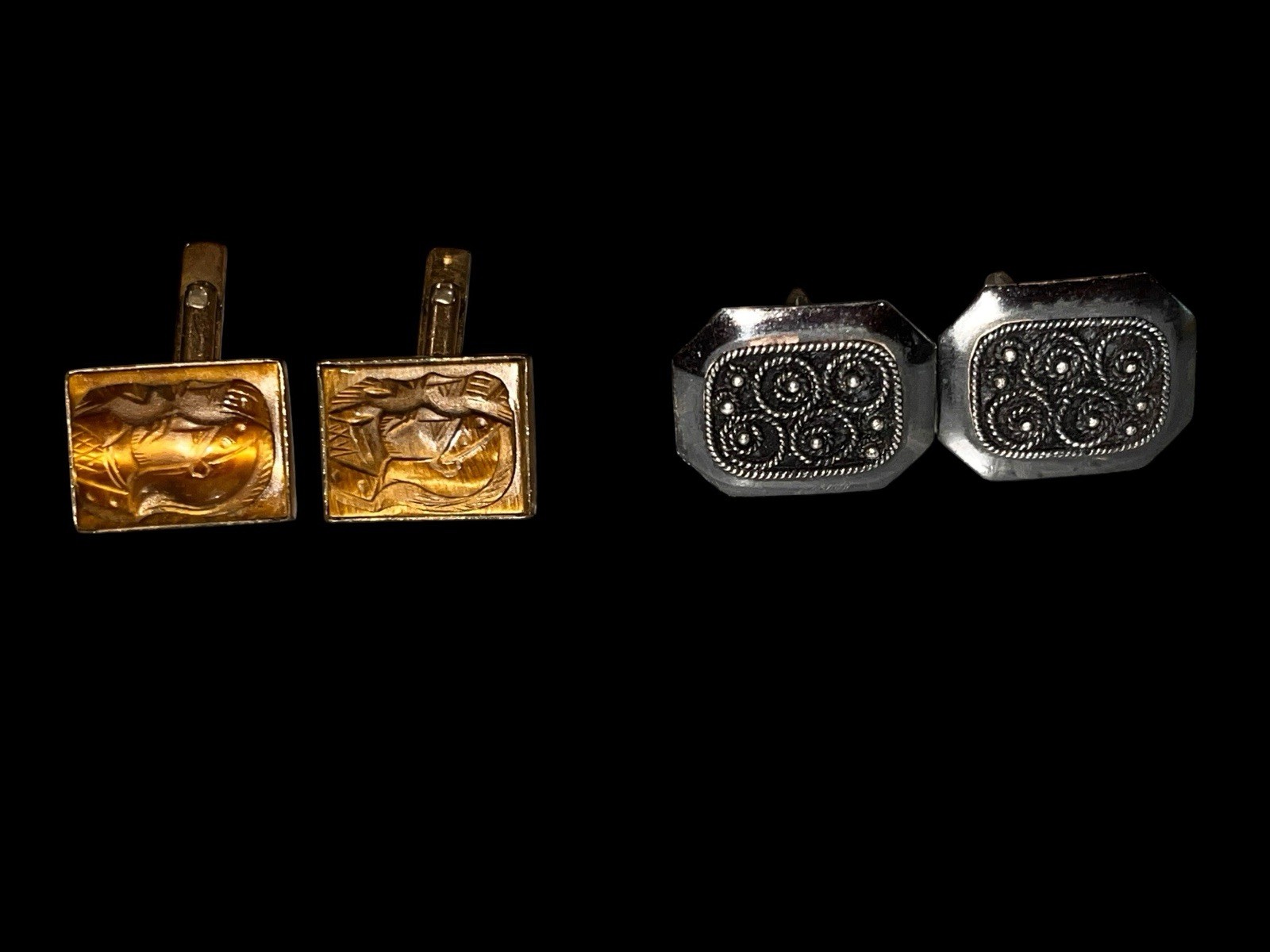 Pair Vintage Cufflinks 1/40 10K GF Yellow Gold Filled Signed RGP