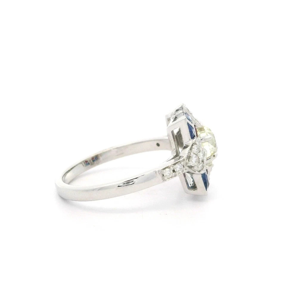 3Ct Art Deco Style Lab Created Diamond Engagement Wedding 14K White Gold FN Ring