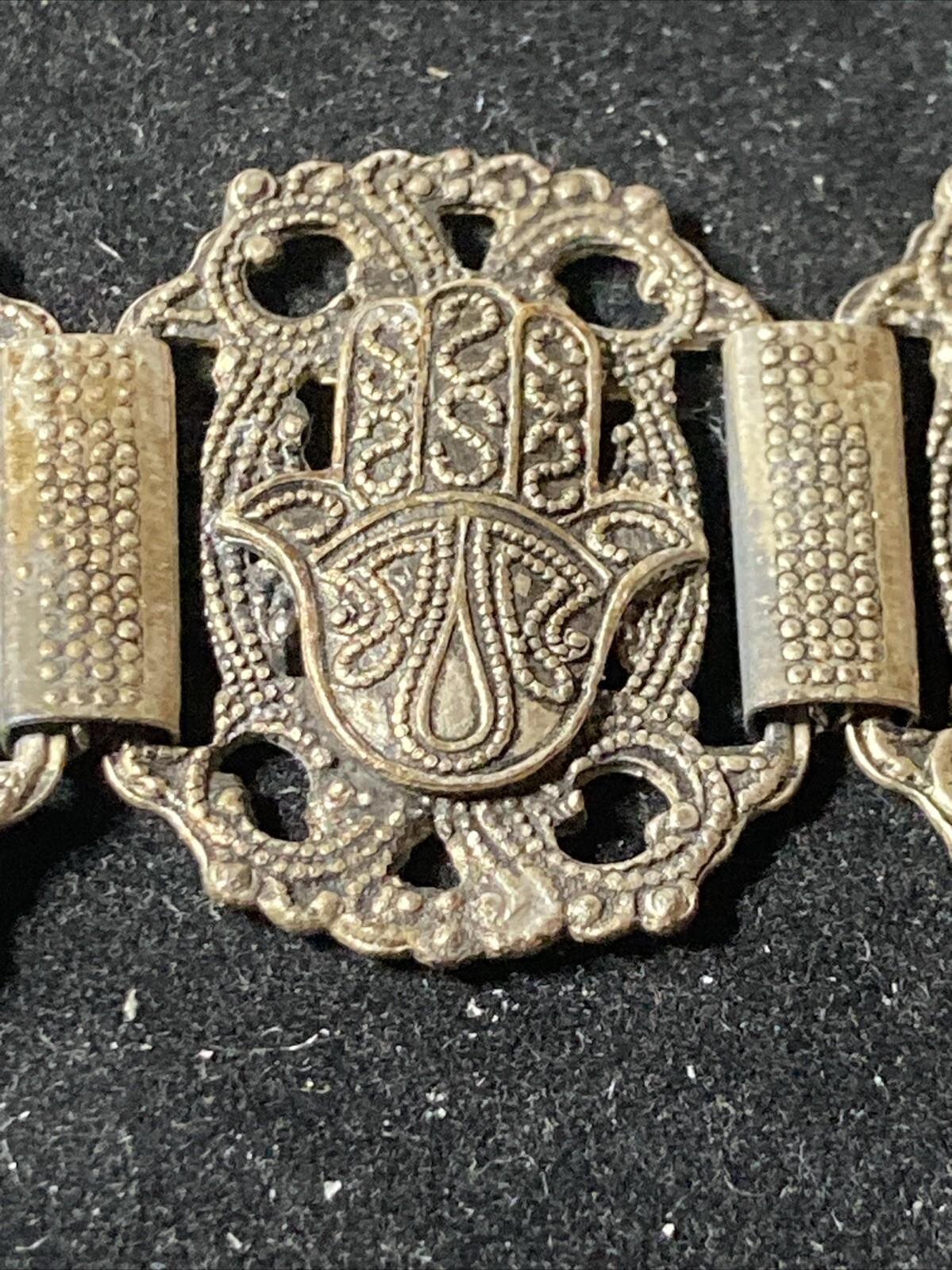 Signed SOUVENIR DE MAROC Bracelet Morocco Camels Sword Hand filigree 7.25″ wrist