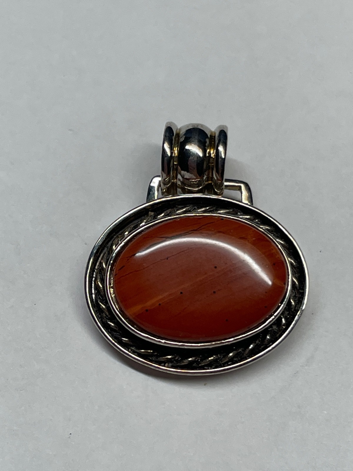Vintage Large DBJ 925 Sterling Silver Red Rasper Pendant 20g Signed