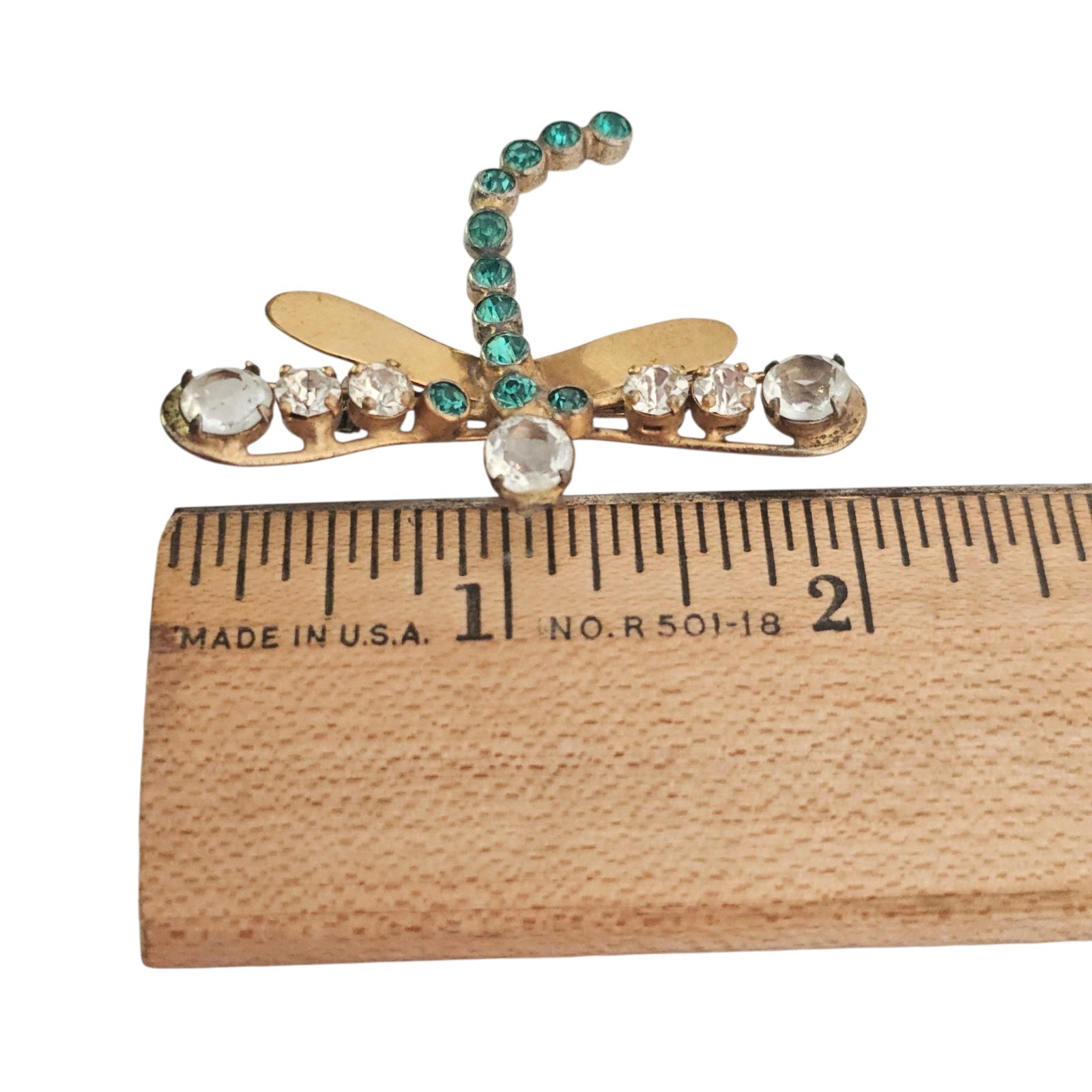 ADELE SIMPSON Dragonfly Turquoise Clear Austrian Open Back Rhinestone Brooch
