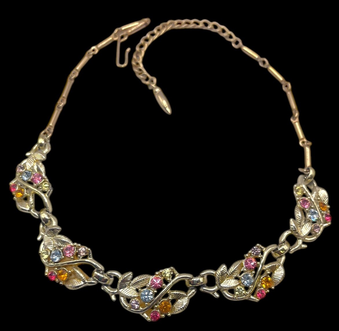 Vintage Possibly Coro Colorful Rhinestones Choker Necklace READ