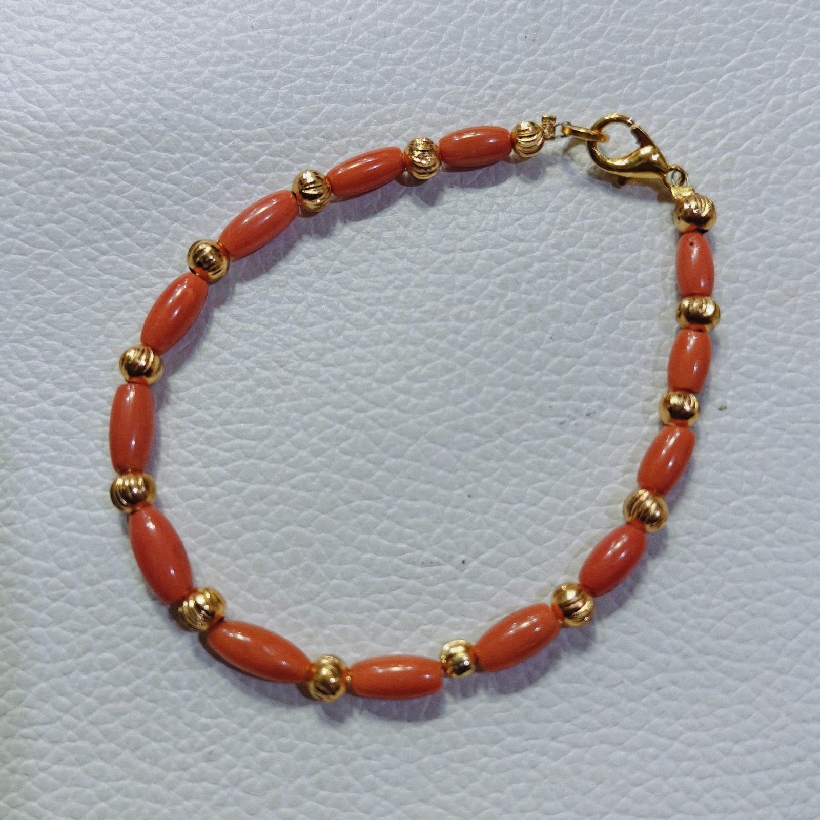 Natural Italy Coral Beads Bracelet Genuine OrangeCoral Handmade Gemstone Jewelry