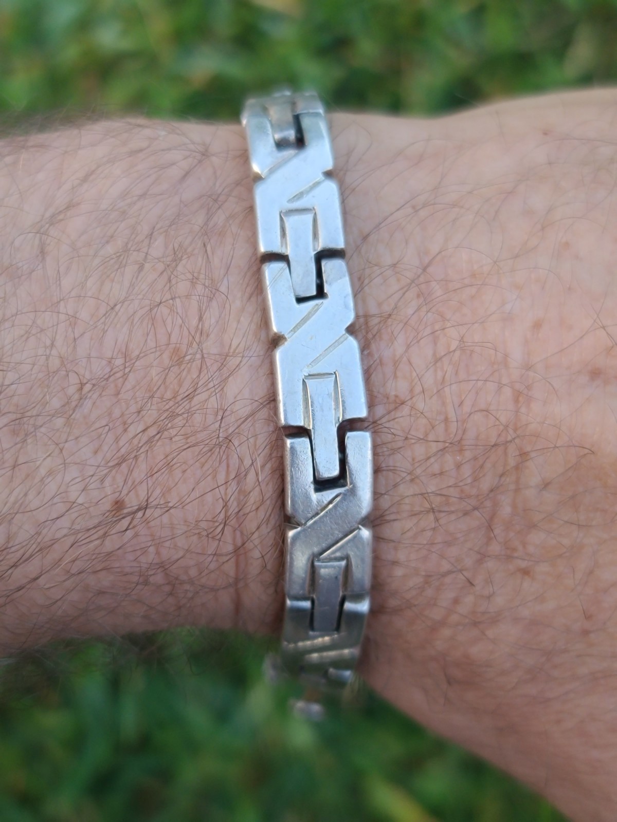 VTG Taxco MEX Sterling 925 Solid Silver X-Link 9.9mm Chain Bracelet 7.75″ 60gr