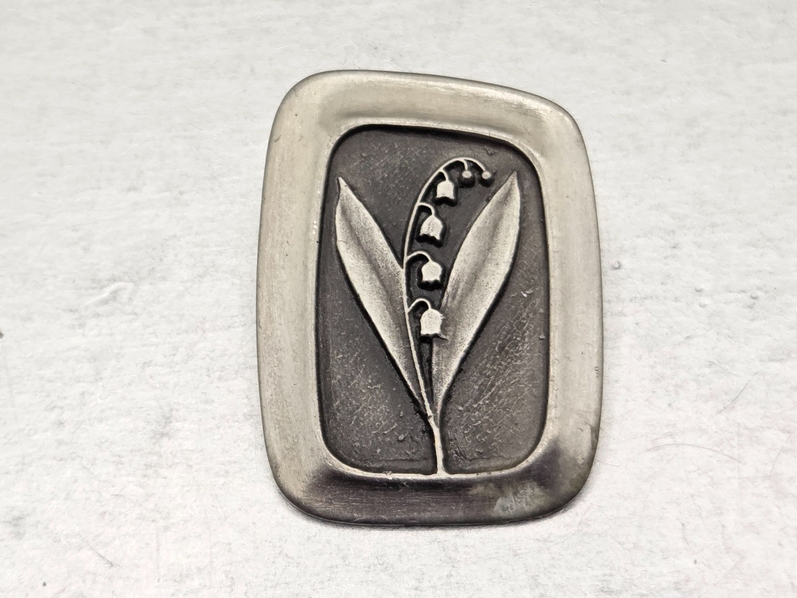 Vintage Rune Tennesmed SWEDEN Silver Pewter Lily of the Valley May Flower Brooch