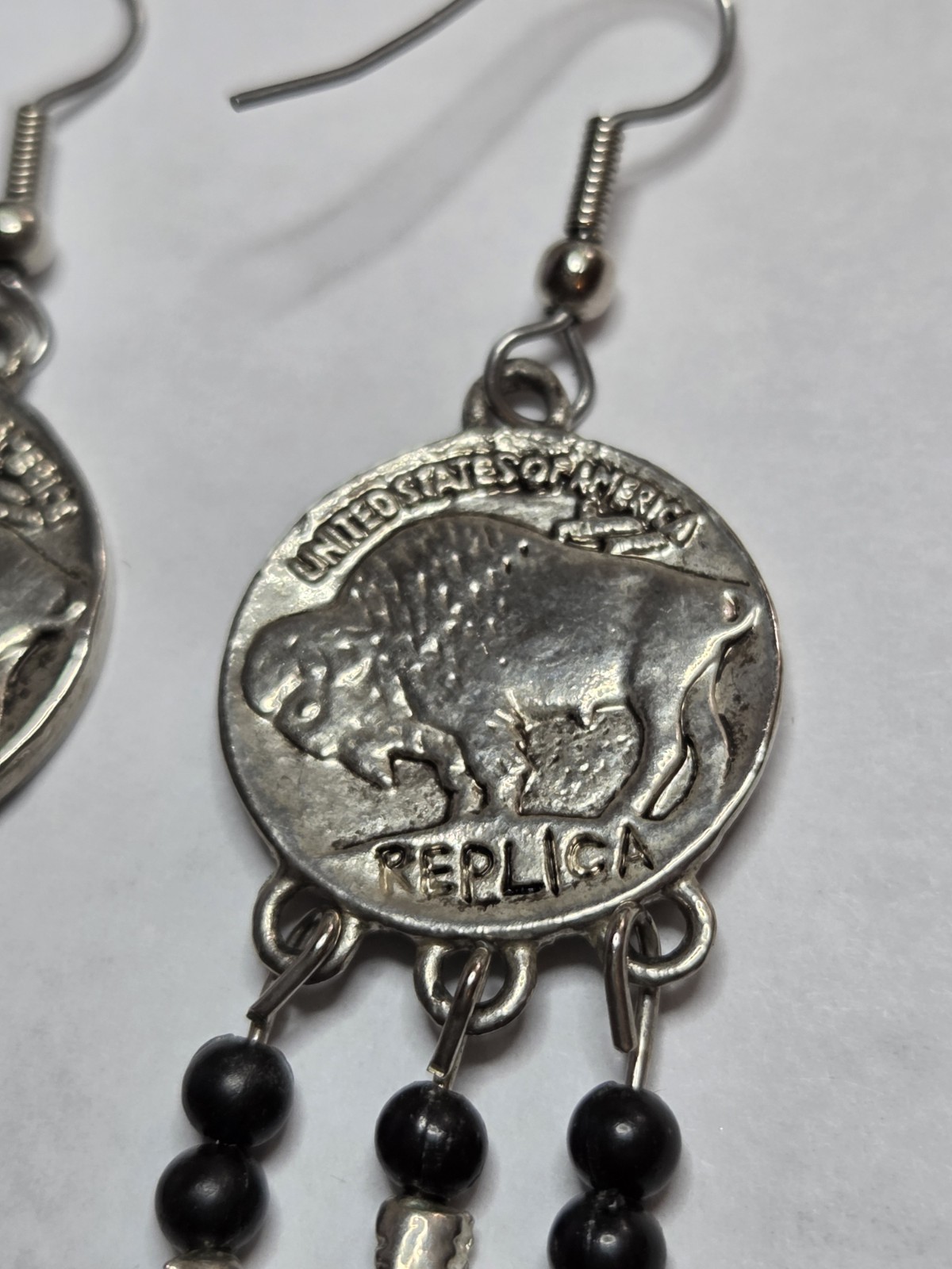American Coin Treasures Buffalo Nickel Feather Earrings Replica