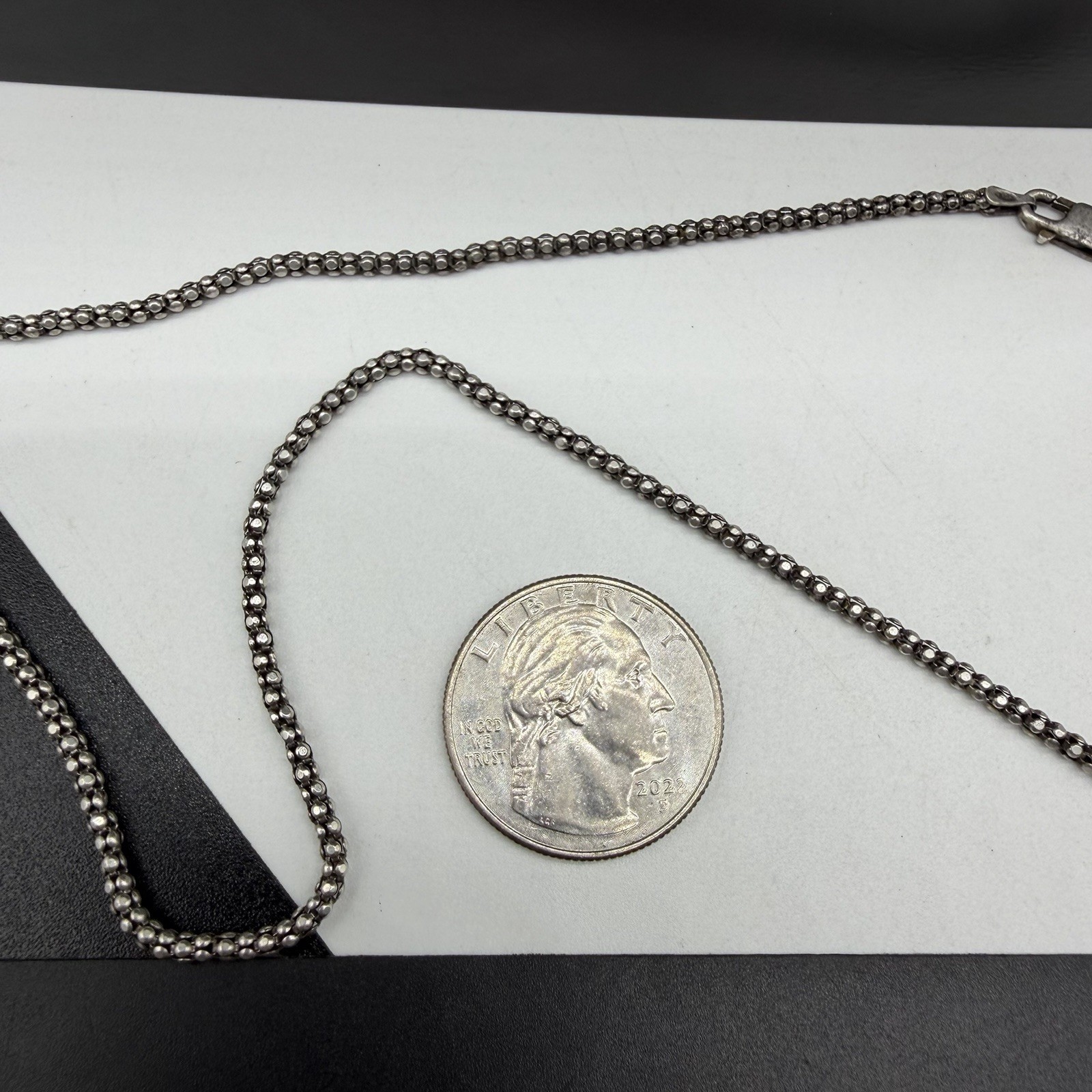 Vintage Italy 925 Sterling Silver 2.33mm Popcorn Chain 18″ Necklace 4.3g Lobster