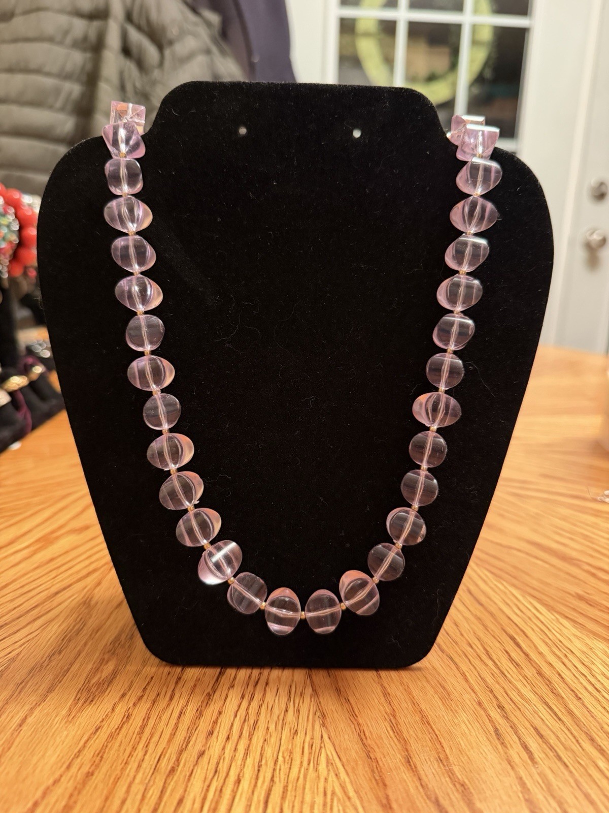 Unique Vintage Purple Acrylic Necklace With Lobster Clasp