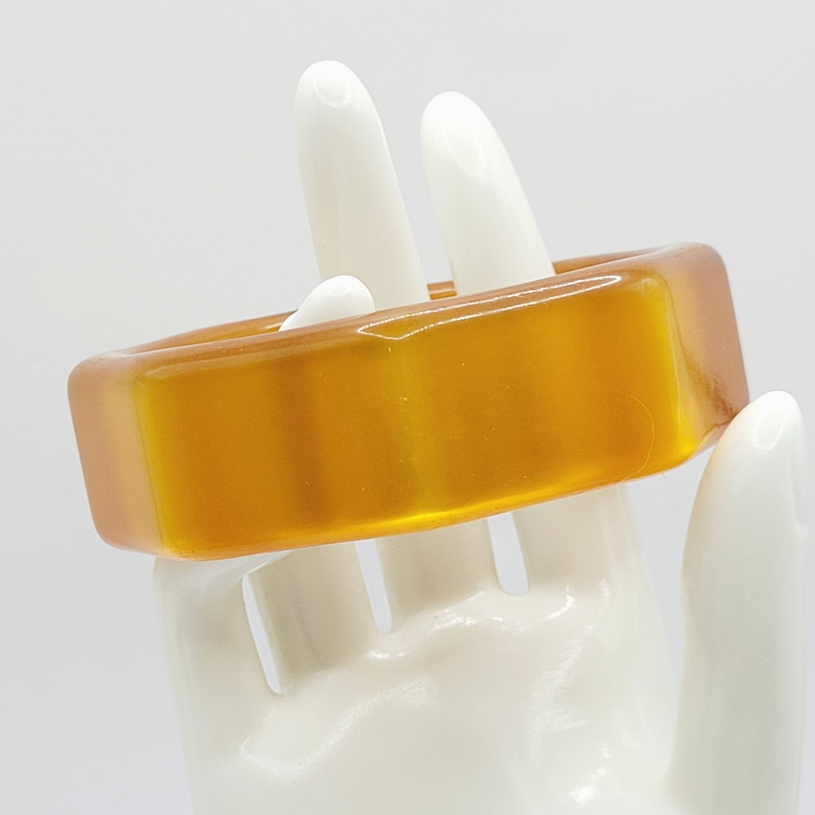 Orange Lucite Thick Chunky 8 Sided Nut Shaped Vintage 1980s Bangle Bracelet