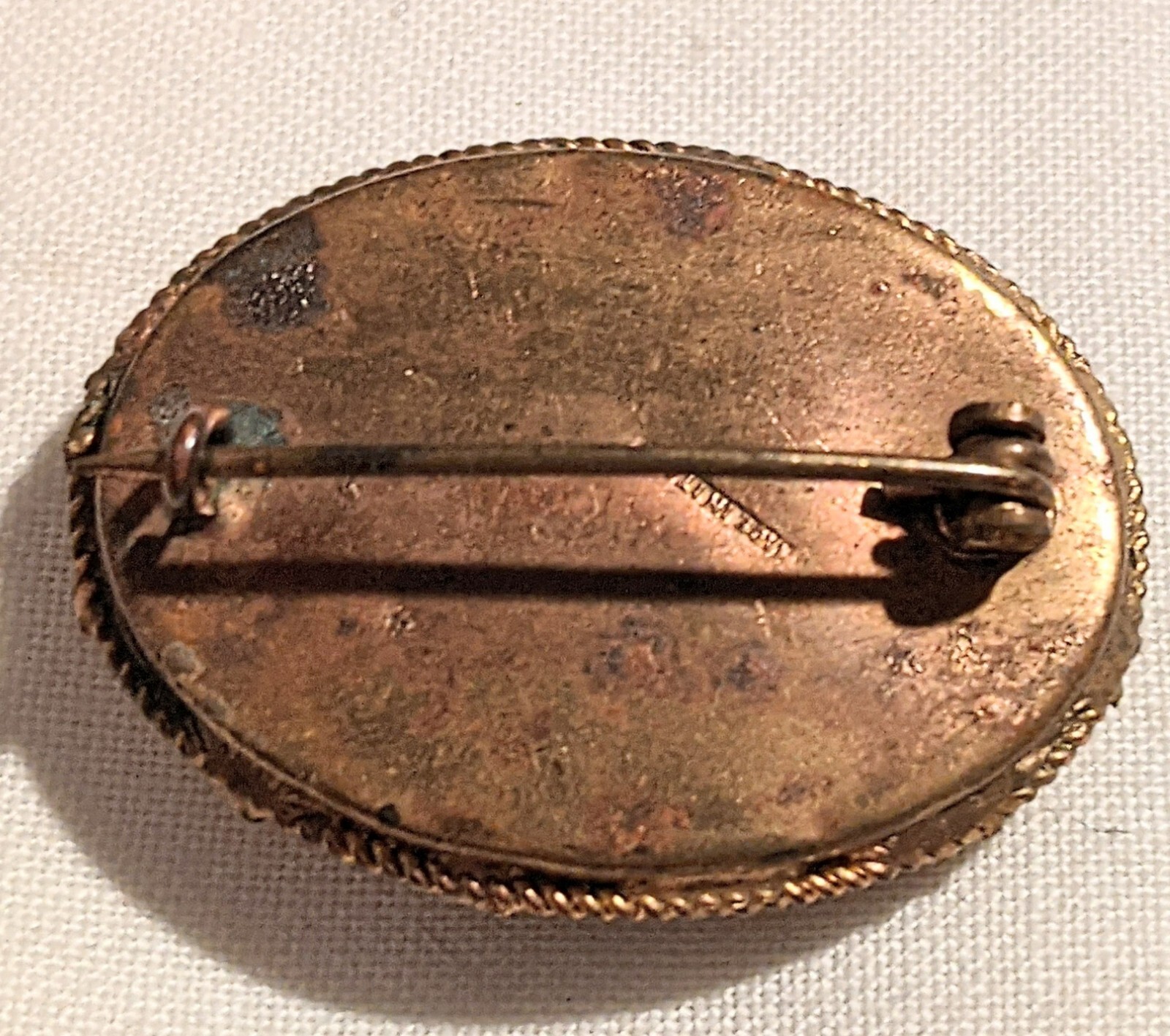 Victorian Micro Mosaic Brooch Signed Made In Italy Pin Floral Bouquet Oval