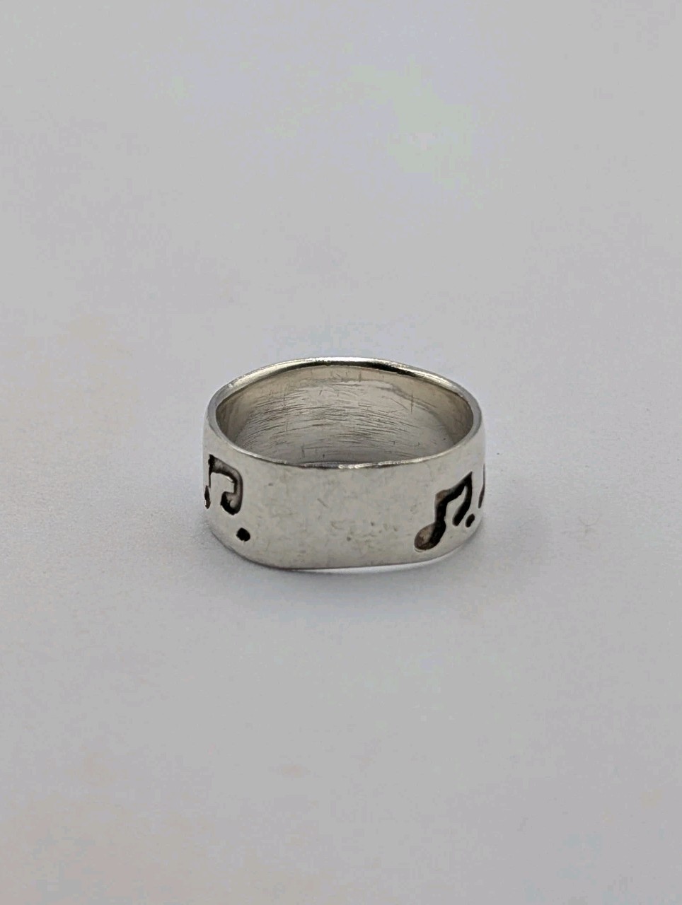 Vtg Sterling Silver Cut Out Musical Notes Musician Unisex Band 925 Ring – Sz 7.5
