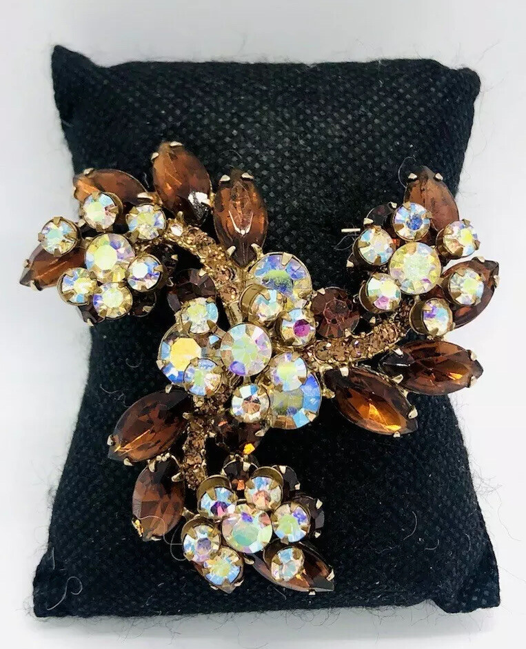 Large JULIANA Delizza & Elster Swirling AB Rhinestone Brooch Vintage Jewelry