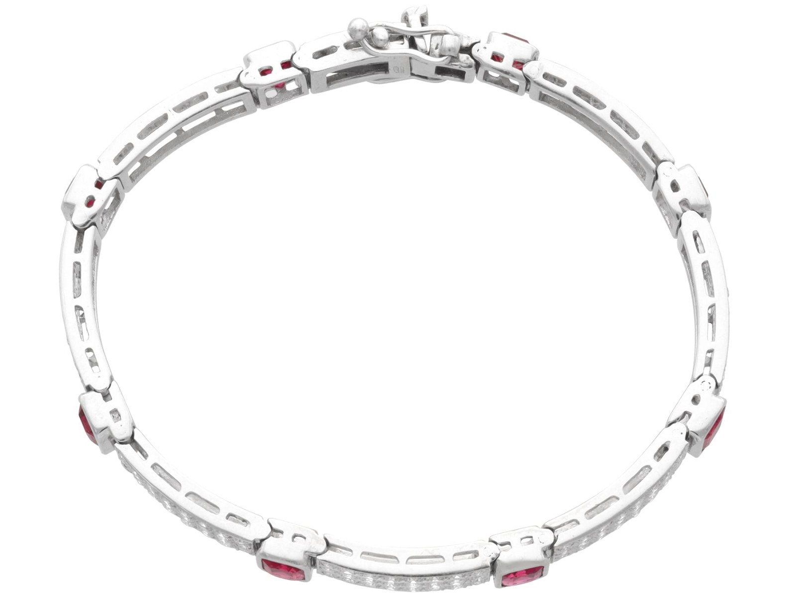 7.80Ct Pink Tourmaline and 6.72Ct Diamond 18k White Gold Bracelet Circa 1990