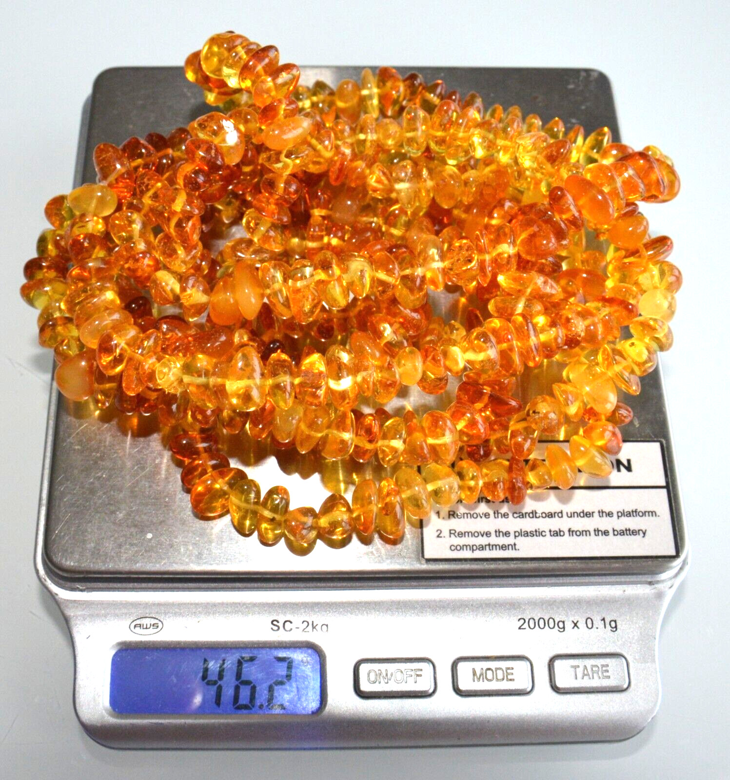 ✅135 cm=46gr RUSSIAN SOVIET BALTIC AMBER BEAD NECKLACE 琥珀 BRACELET STONE PENDANT