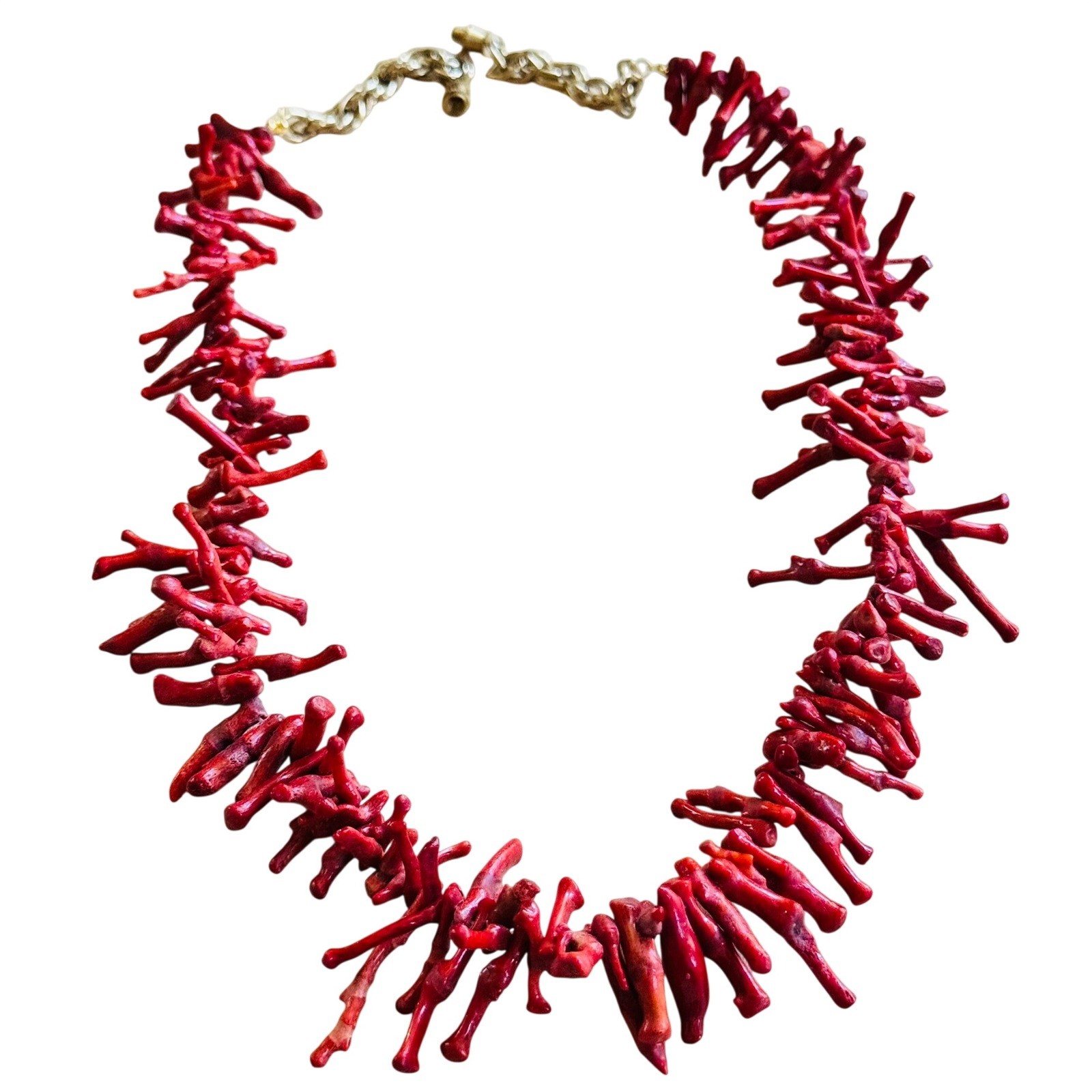VTG Mediterranean Salmon Red Branch Coral Natural Necklace Genuine 20″ 45g Italy