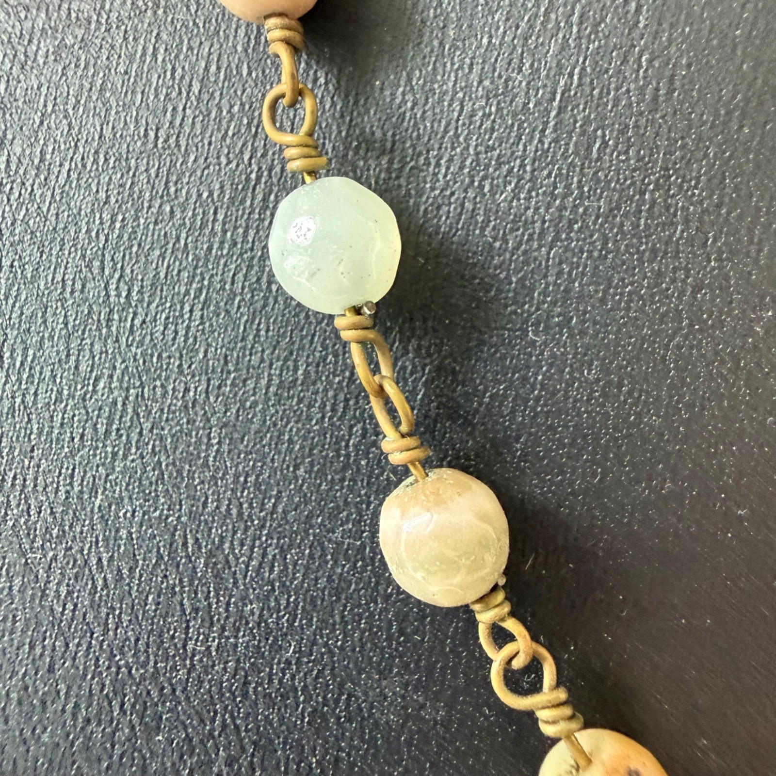 Necklace Multi-Color Pastel Beaded Hand Wired Bohemian Gold Tone 19 inches