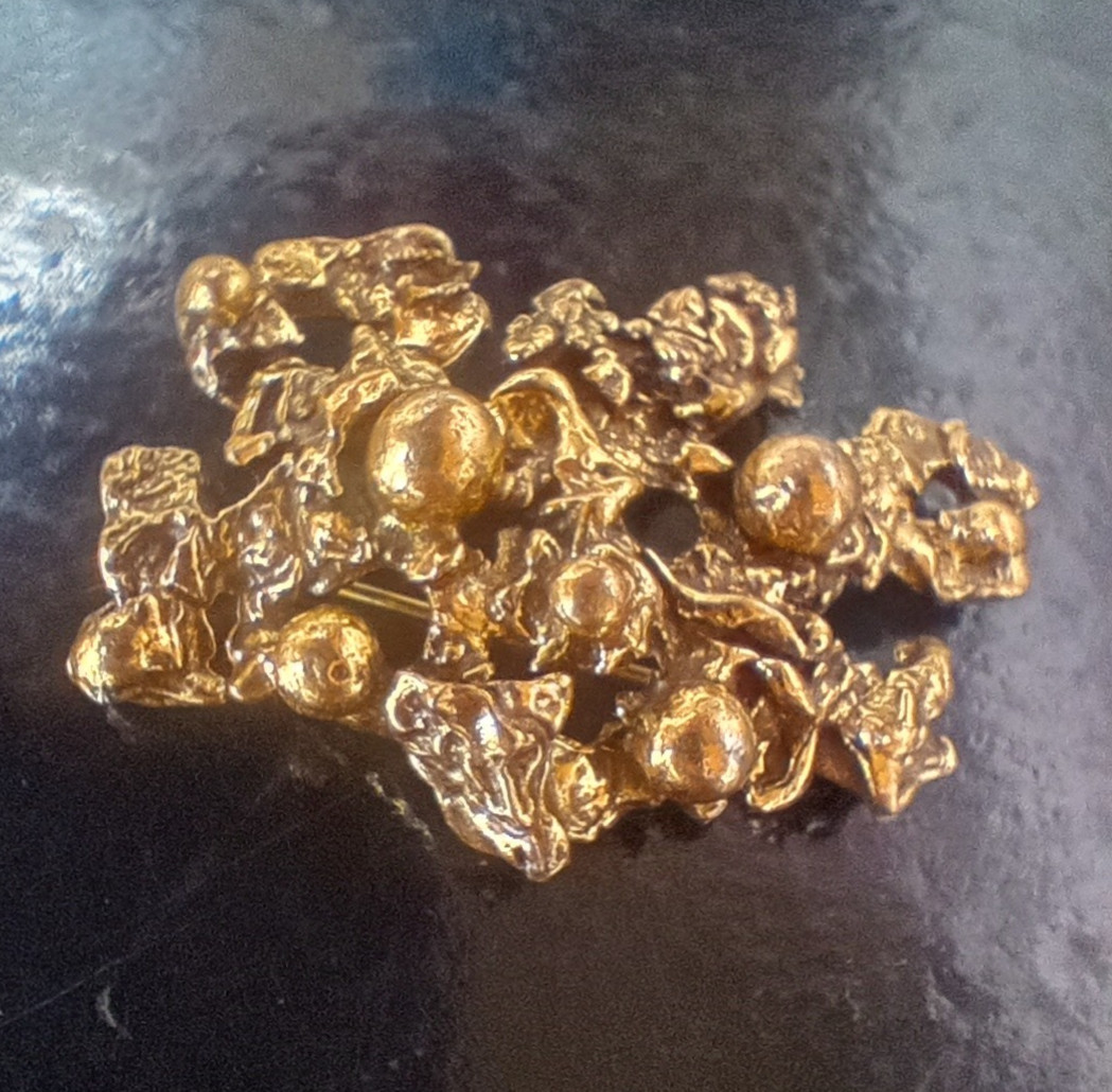 Zentall Brutalist Brooch. Antiqued Brass.