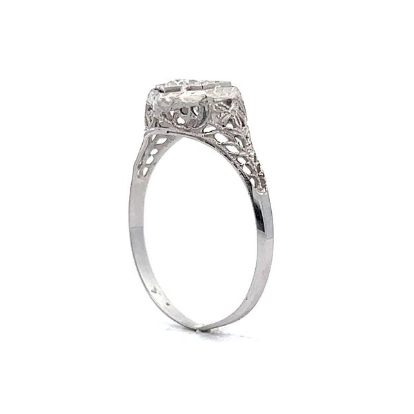 Art Deco Style Round Cut Lab Created Diamond 925 Silver Engagement Filigree Ring