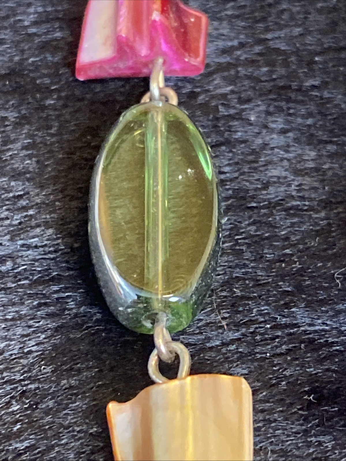 Necklace 38” Dyed Shells Veneer Multi Color Squares Dyed Shells Necklace