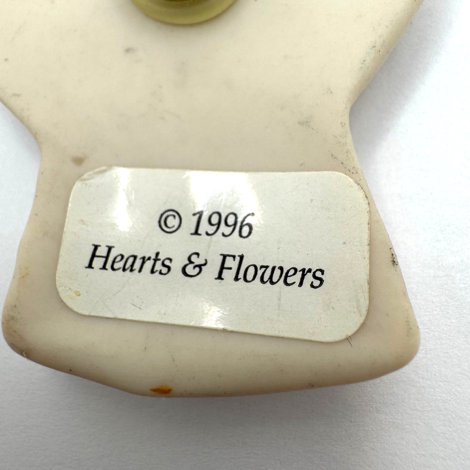 1996 Hearts & Flowers Red Hair Angel Brooch Pin Ceramic Red Heart Gold Accent