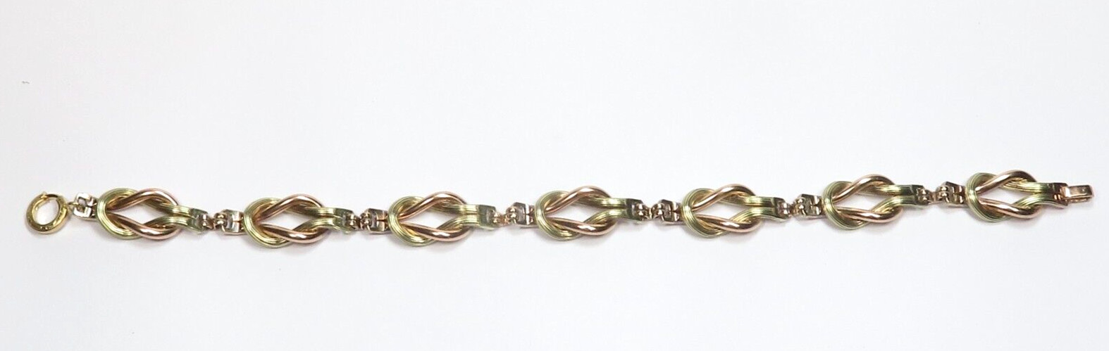 Antique 1940’s Link Bracelet 10 Karat Rose Green Gold 9 1/4″ Length .417″ Width