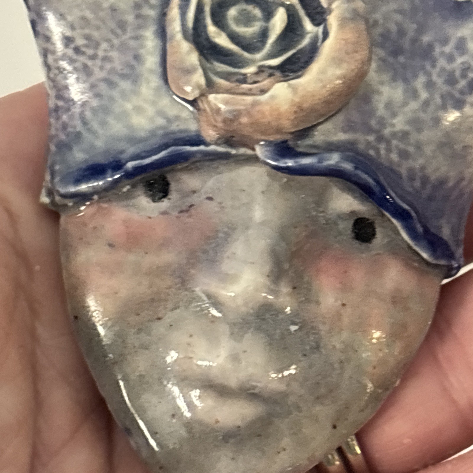 antique hand painted porcelain brooch woman’s Face Can Also Wear As Pendant