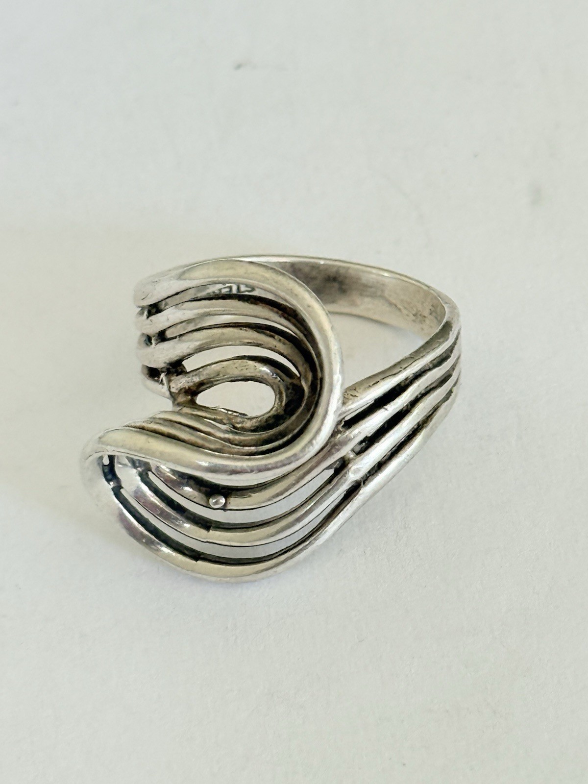 Vintage Signed Otto Robert Bade ORB Modernist Sterling Silver Ring Size 8