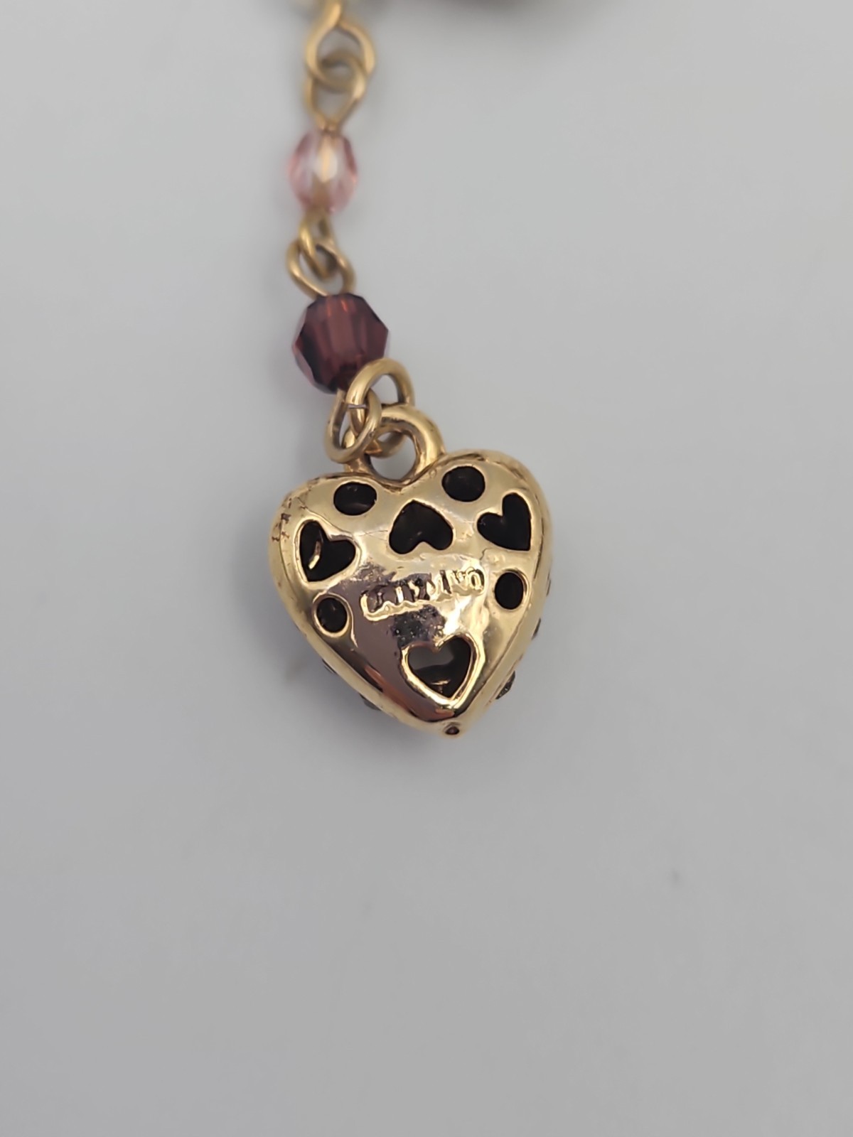 Vintage Graziano Gold Tone Dangle Drop Charm Pierced Earrings