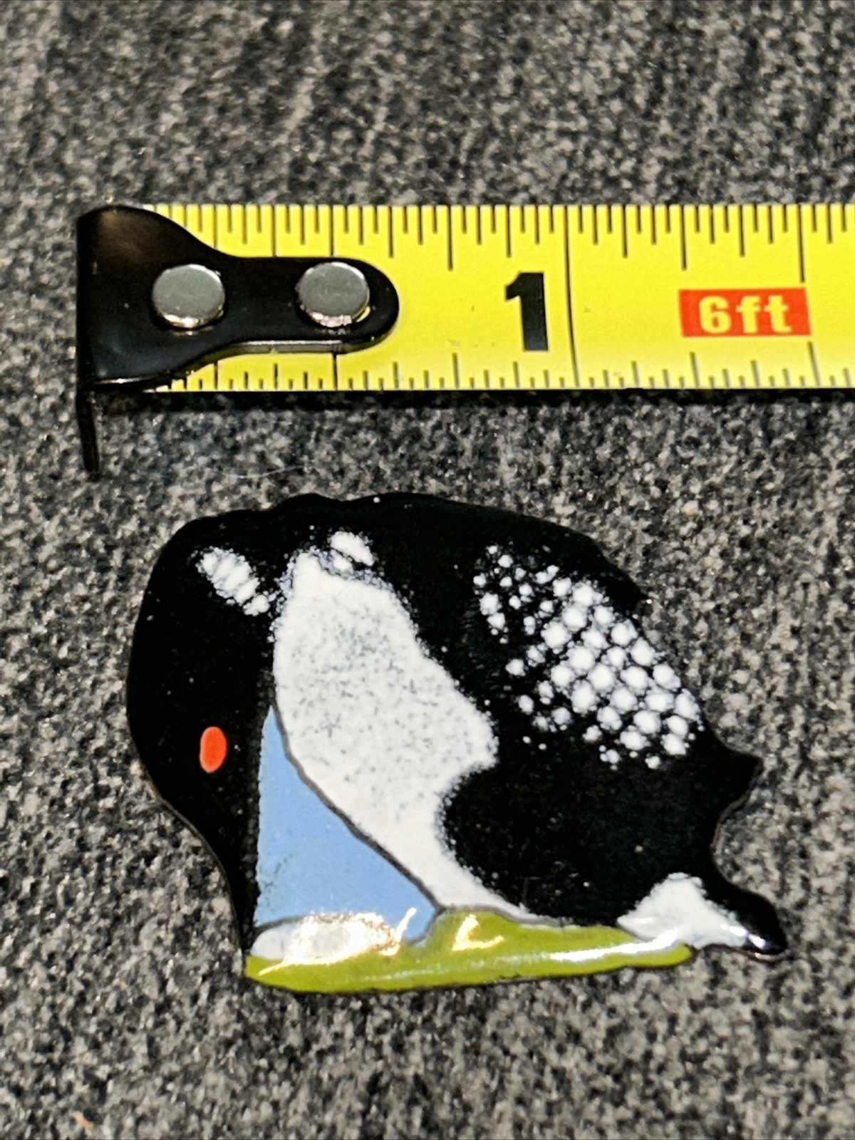 Vtg Artisan MCM Enamel Over Copper Pin Enamelists Natural Design Loons A53