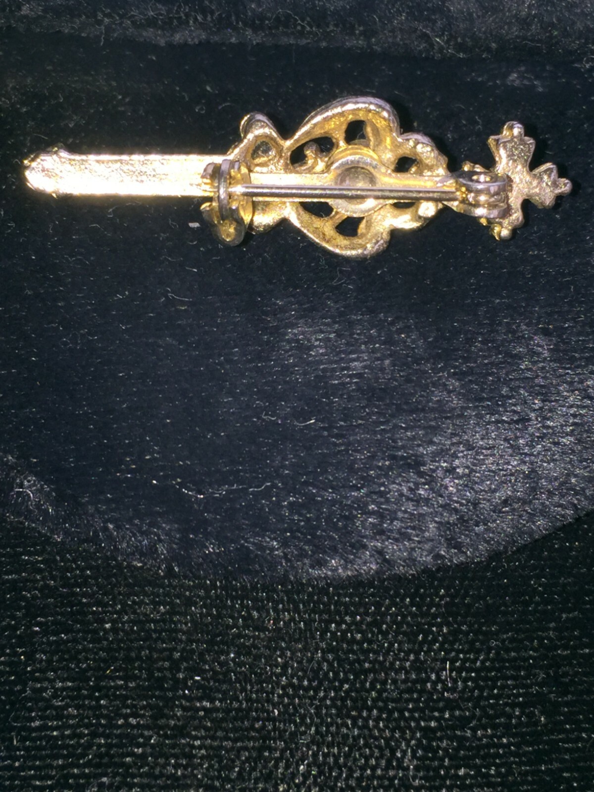 Antique Sword Brooch w/ Ruby, Opal, Emerald and Light Amethyst Gemstones
