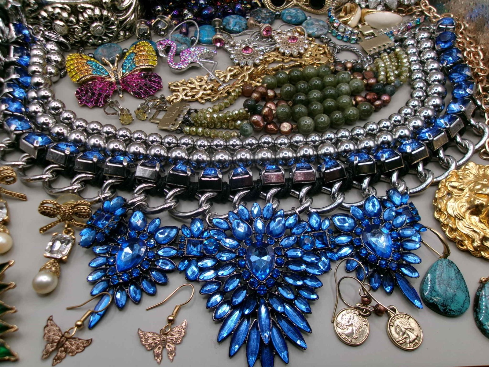 Vintage~Now Estate Costume Jewelry Lot~Rhinestones~Multi~1 AVON~1 MONET