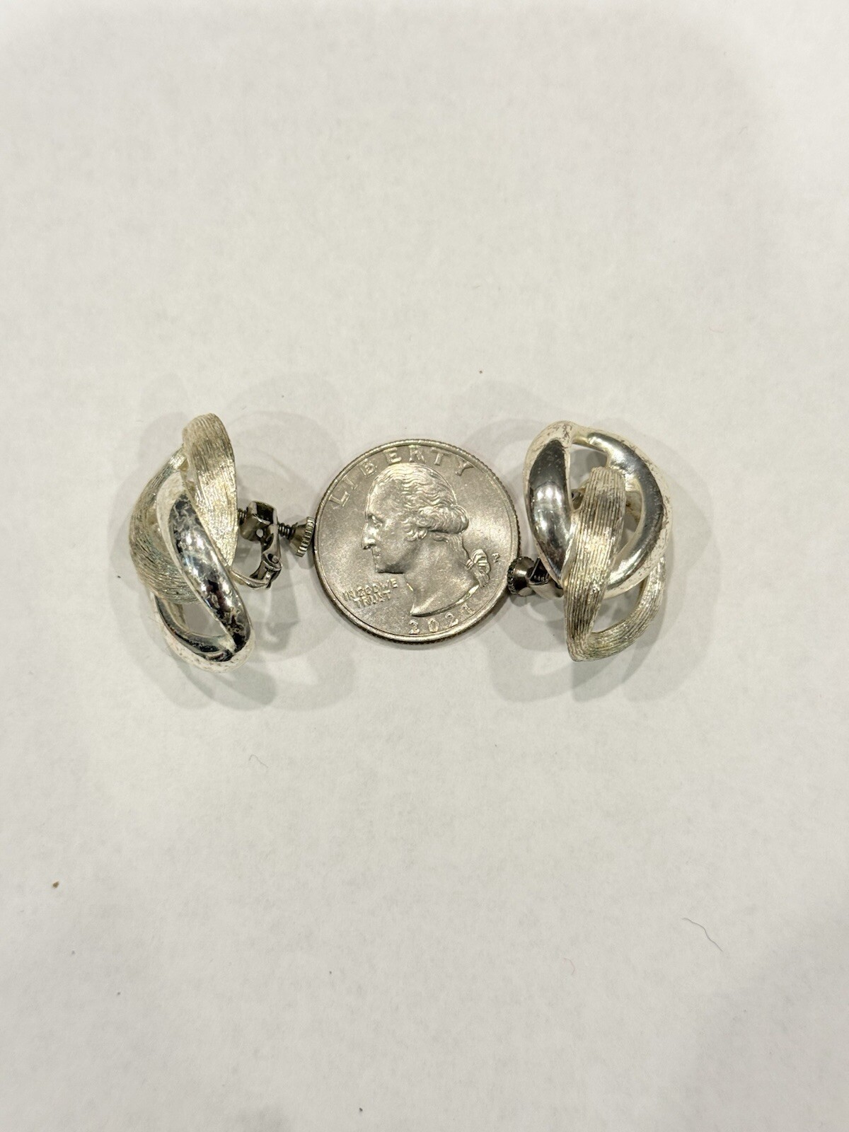 Vintage NAPIER Signed Shiny Silver Tone Adjustable Clip on Earrings