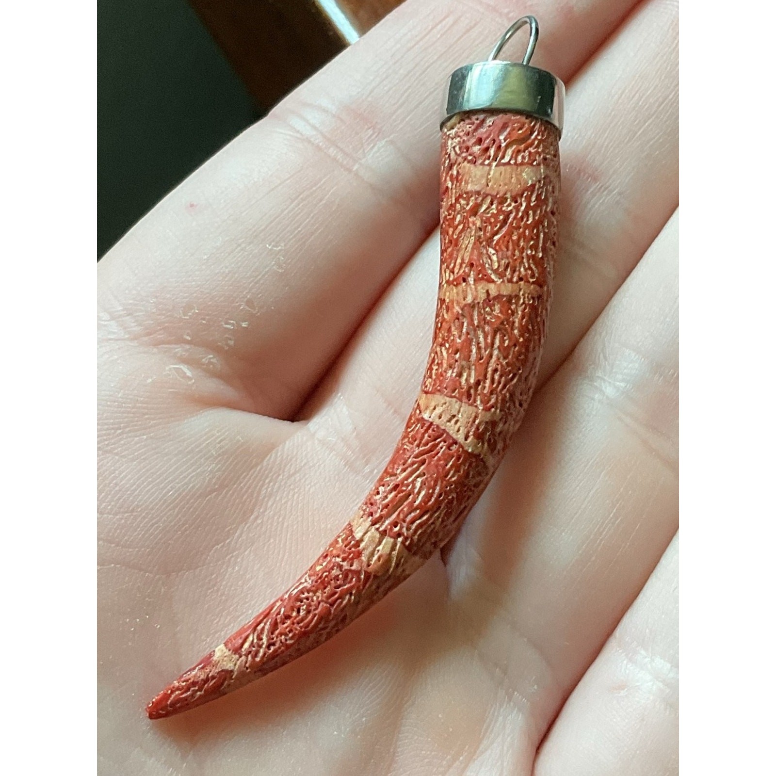 Vintage Sponge Coral Horn Pendant