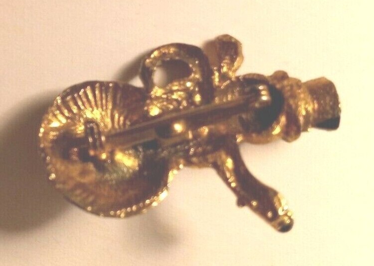 Costume Jewelry Christmas Gold Colored Metal Snowman Pin 1.5″