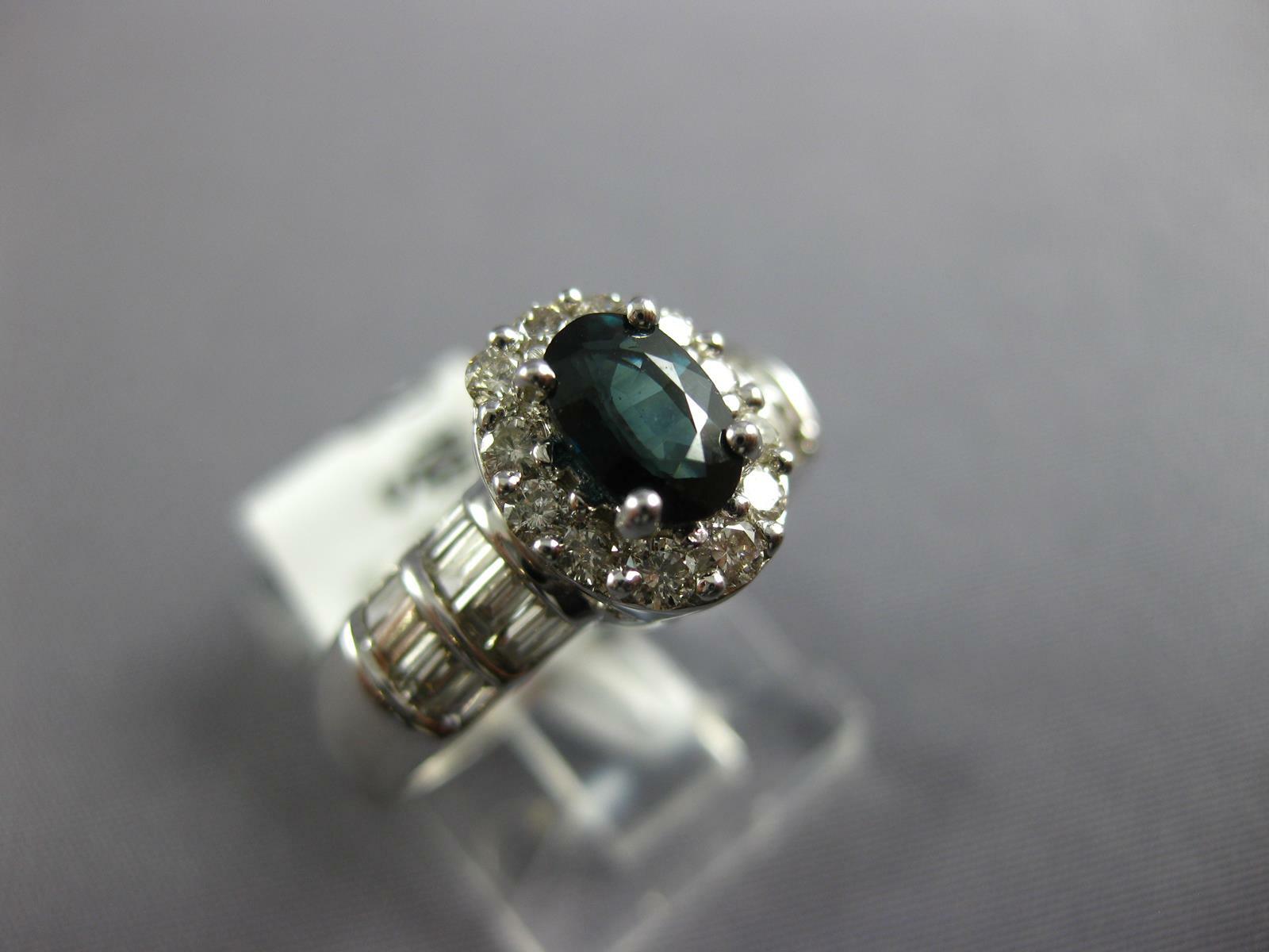 1.52CT DIAMOND AAA SAPPHIRE 14K WHITE GOLD OVAL ROUND & BAGUETTE FRIENDSHIP RING