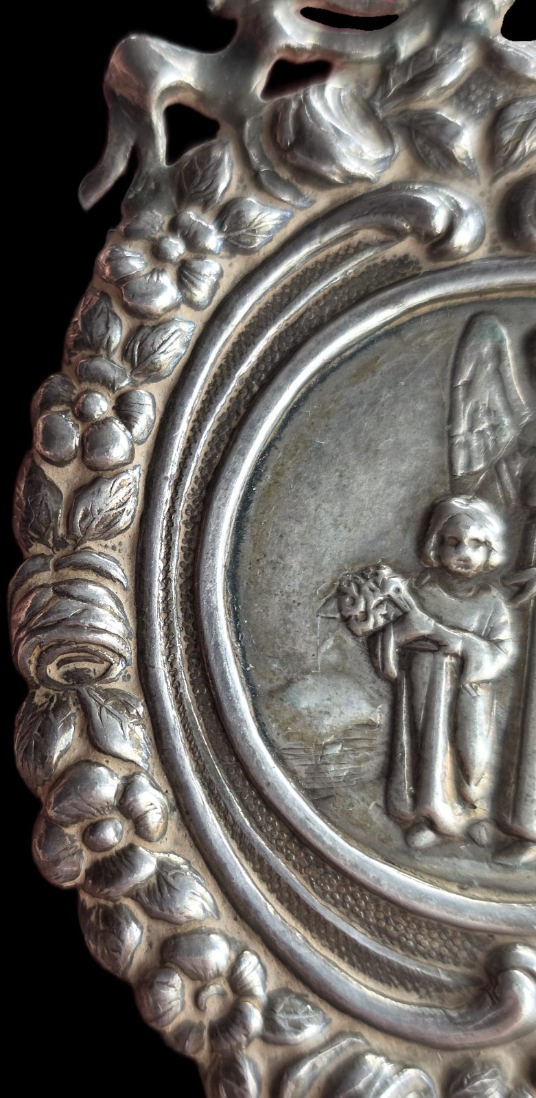 Fine Antique 19Th Century Art Nouveau Silver Divine Protection Pendant Ca 1890