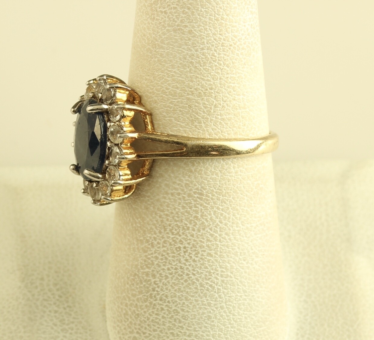DBJ Sterling Silver Vermeil Genuine Sapphire and Diamond cocktail Ring
