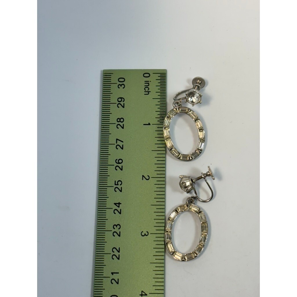Earrings Elegant Clip On Delicate Rhinestone and Silver Tone