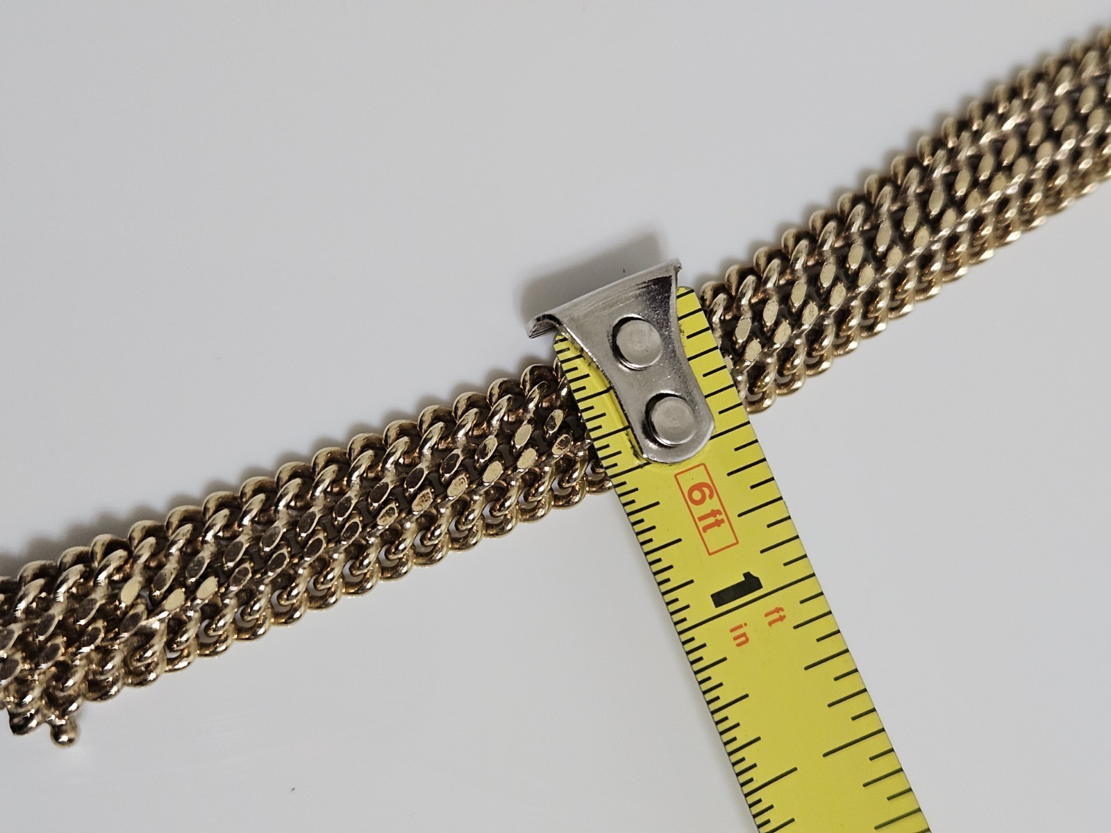 Yellow Gold Woven Mesh Flexible Link Vintage Bracelet Gold, Heavy Plated.
