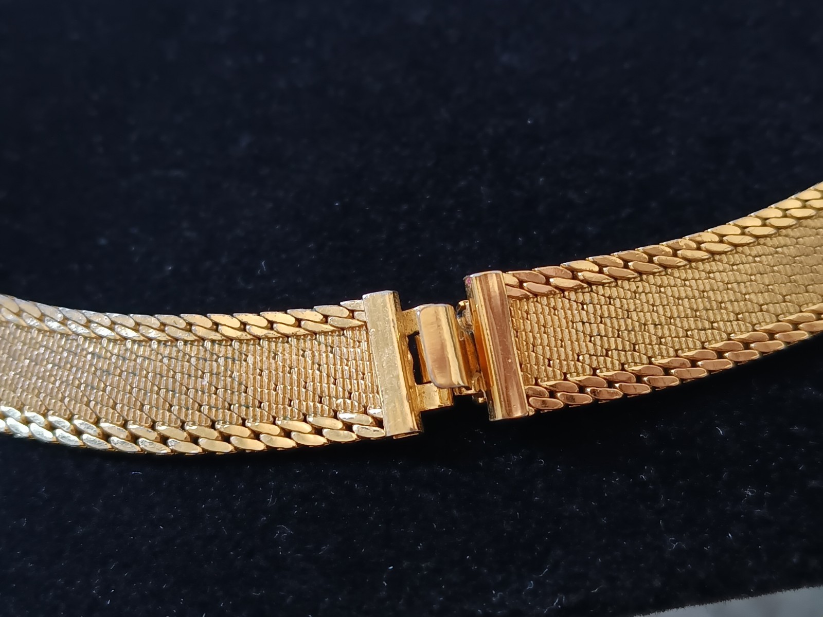 Vintage Monet Gold Plated Wide Mesh Snake Chain Choker Necklace