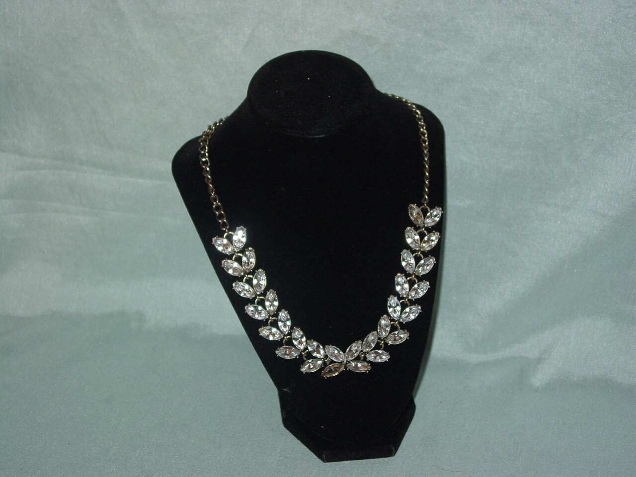 Vintage Signed Sugarfix Marquise Clear Rhinestone Choker Necklace 21 Inch