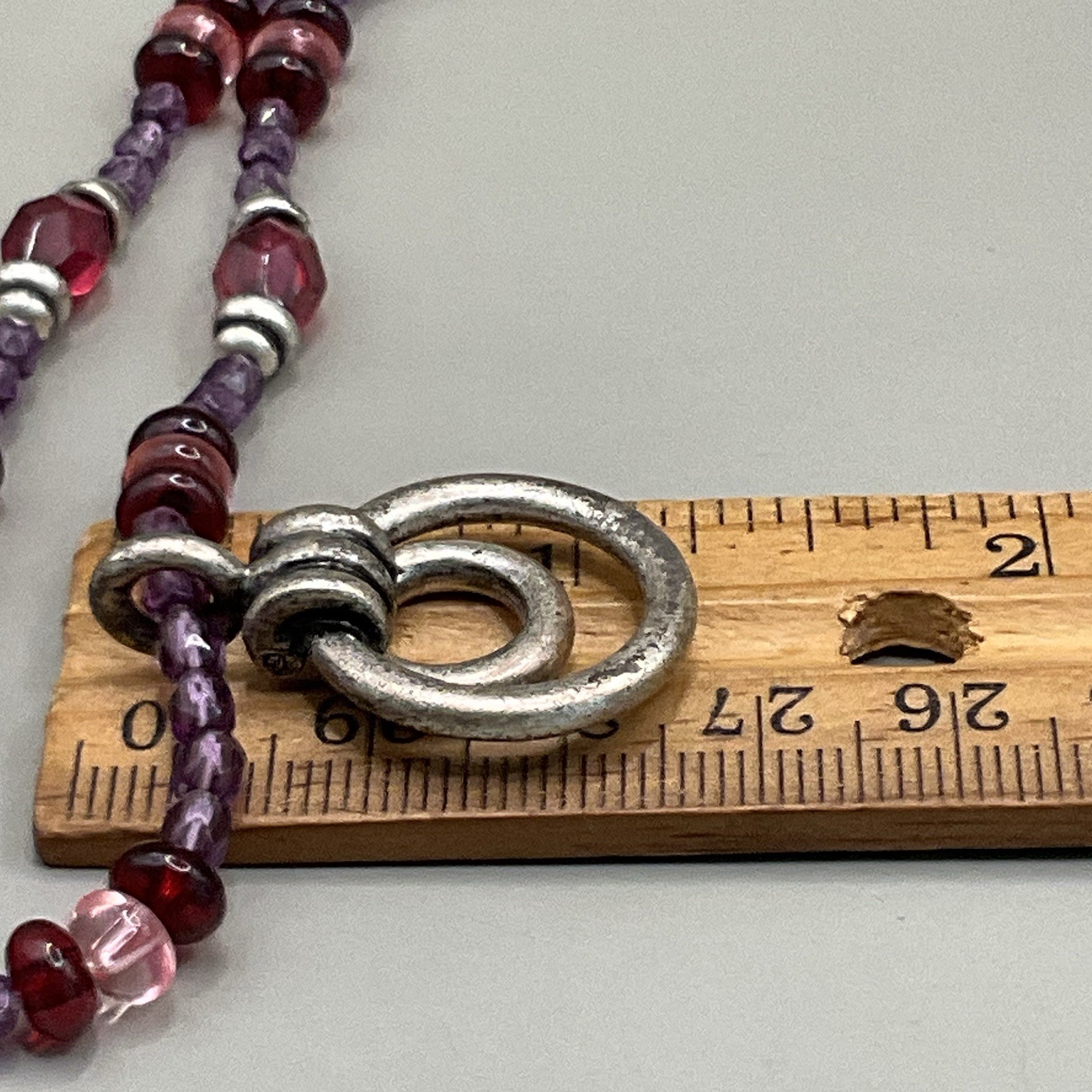 Corinne McCormack Women’s Necklace Silver Tone Metal Purple Pink Red Beaded