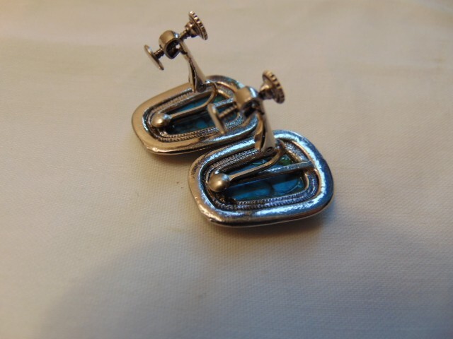 GOLDETTE TURQUOISE SQUASH BLOSSOM EARRINGS Clip-on Screw back SOUTH WESTERN