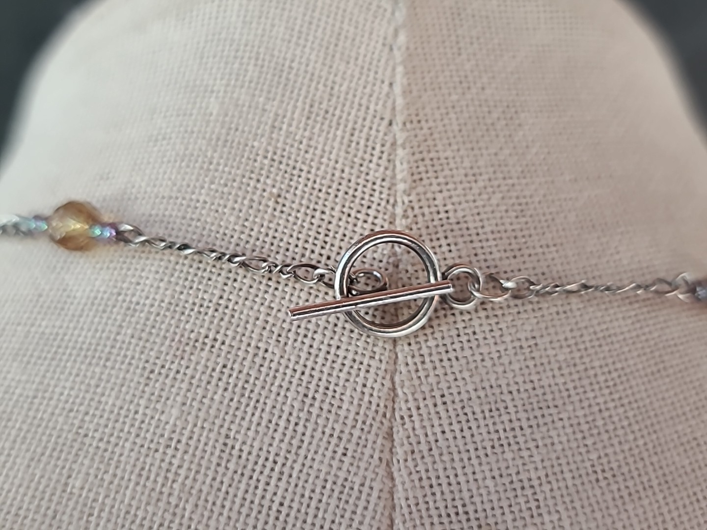 925 Sterling Silver Glass Station Toggle Closure Necklace Vintage