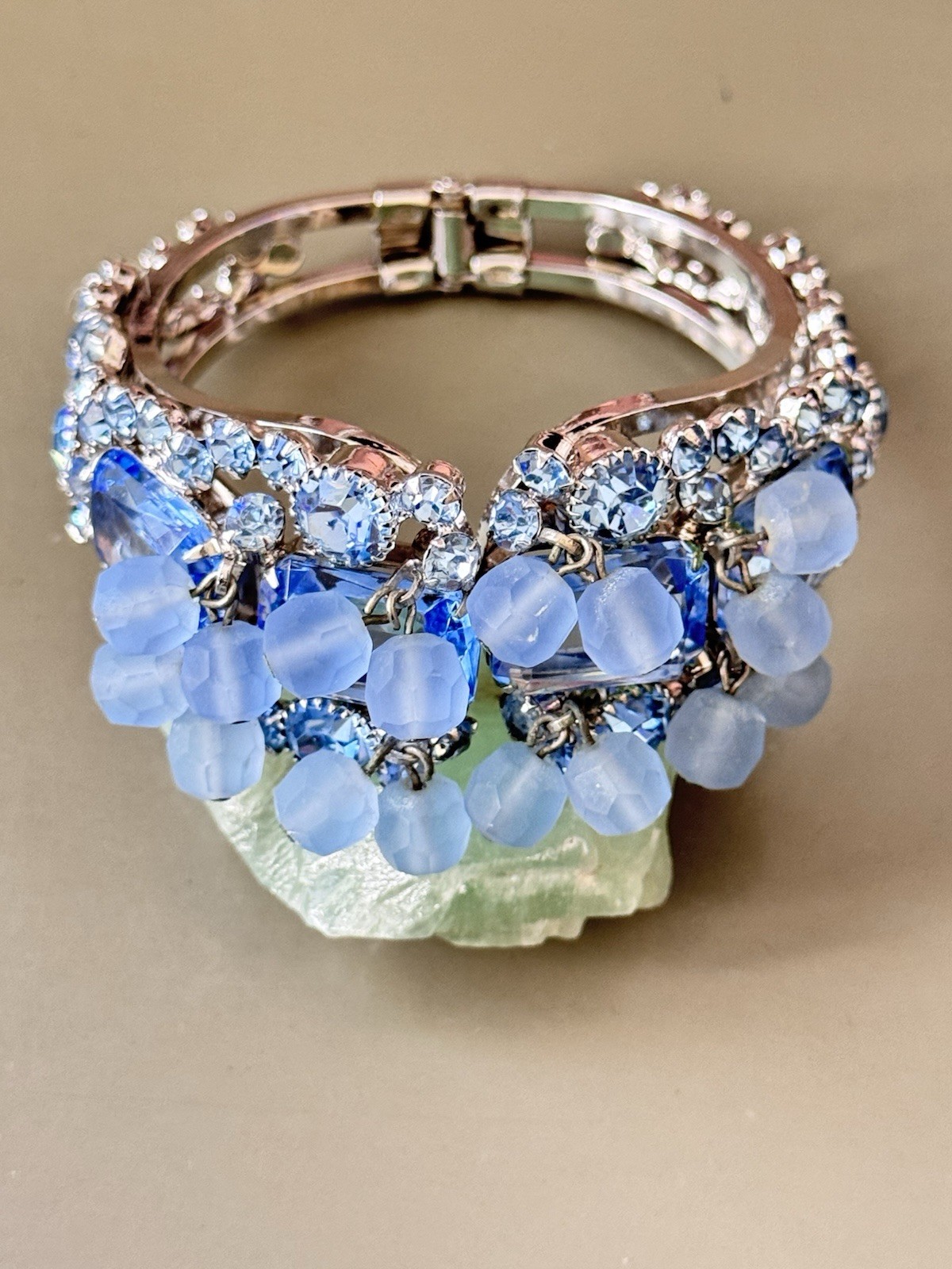 Vintage Verified JULIANA Bracelets, Brooch & Earring Set, Blue Octagon & Beads