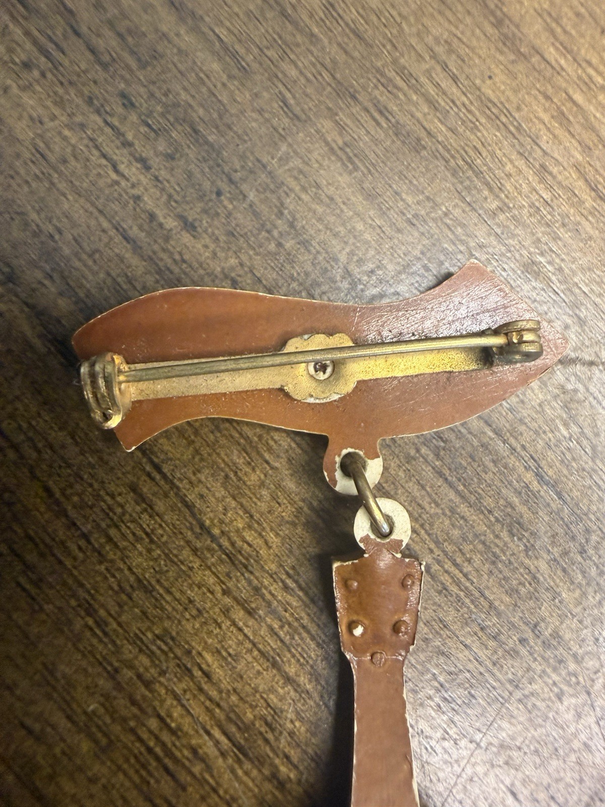 Vintage Guitar Brooch Pin Dangling Musical Notes Retro Music Celluloid