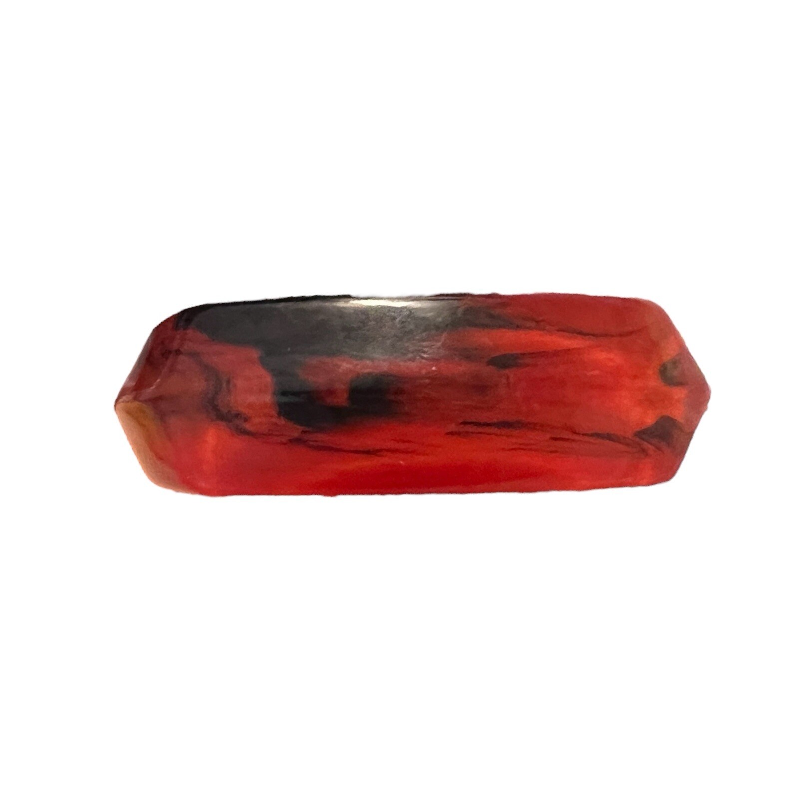 Vintage Chunky Redish Orange Brown Resin Lucite Square Bangle Bracelet Geometric